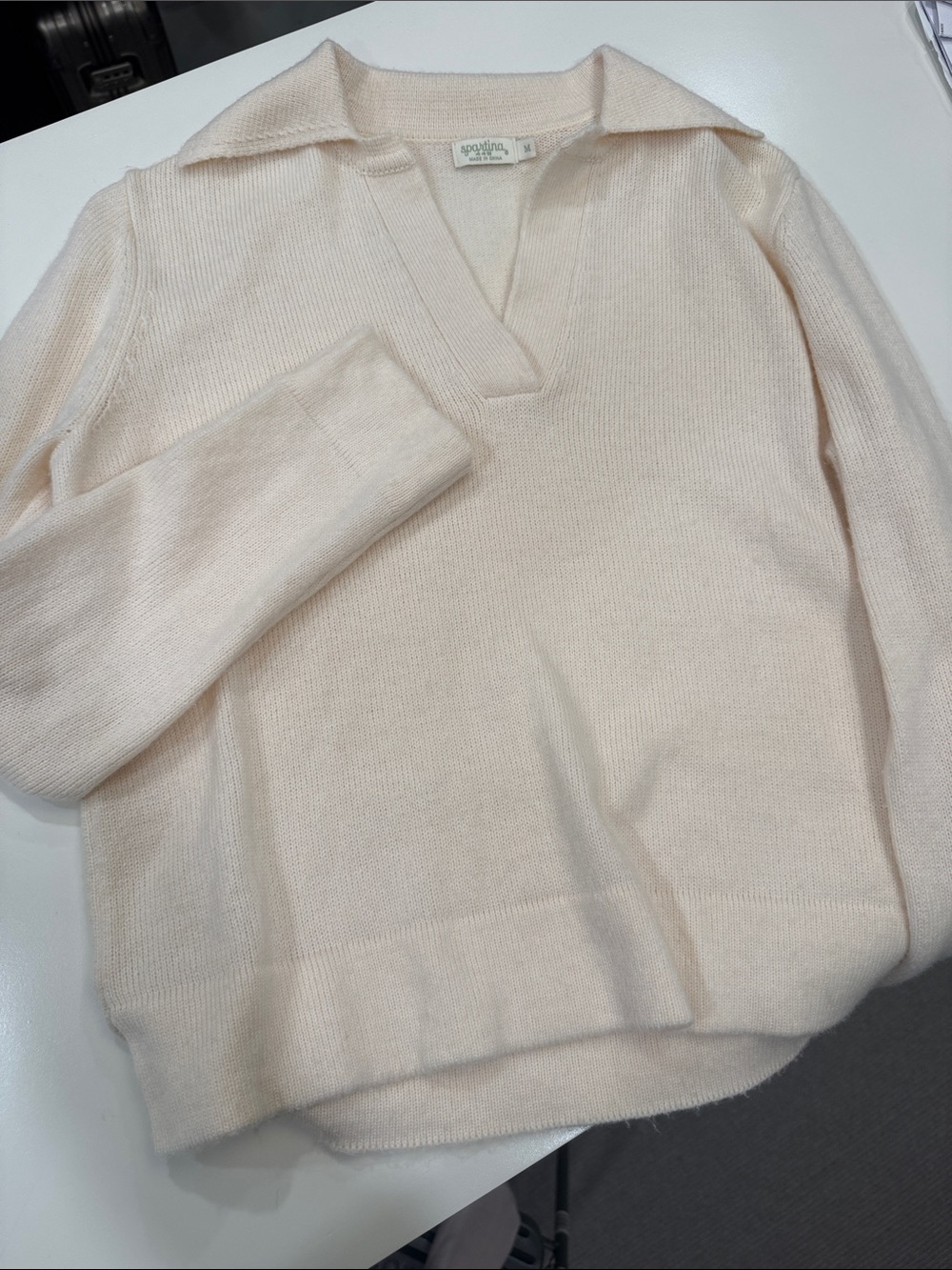 Spartina 449 Cream V-Neck Polo Sweater - Women's